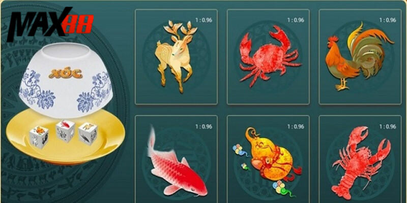 Anh em cần tập trung quan sát các con vật trên bàn bầu cua Max88